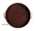 HofferRuffer Top Nocth PU Leather Round Serving Tray, Decorative Serving Tray with Handles, Coffee Tray, Ottoman Tray for Home Or Office, Diameter 14.6-inch, Brown