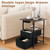 PESRAE Floor Lamp with Table & 2 Drawers, End Table with Lamp, Natural Wood