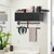 Ronjnndc Rustic Hair Dryer Holder Wall Mounted with Towel Rack