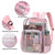 Mimfutu Heavy Duty Clear Backpack School Backpack, PVC Transparent Backpacks See Through Bookbag for Girls Boys Women Men (Light Pink)