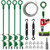 Fuuner 4 Pack 18" Spiral Ground Anchors Kit, Fully Welded Earth Anchors with 50 FT 1/8" Galvanized Cable, 4 Turnbuckles, Wire Rope Clips & Drill Adapter, Tie Down Kit for Shed Trampoline (Green)