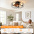 OUTON Caged Ceiling Fan with Light, Flush Mount Low Profile Ceiling Fan with Remote, Industrial Farmhouse Enclosed Ceiling Fan with 7 Wood Grain Blades, Quiet Reversible DC Motor for Bedroom Kitchen