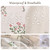 Yinhua Farmhouse Shower Curtain, Linen Floral Shower Curtain, 72"W x 72"L