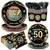 168Pcs Vintage 50th Birthday Party Plates Napkins Cups Back in 1976 Decor