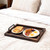 Kazozobi Lightweight Wood Serving Trays with Metal Handles, Set of 2 Nesting Wooden Ottoman Tray for Living Room, Farmhouse Wooden Trays for Decor, Breakfast, Dinner, Drinks, Coffee Table Tray, Brown