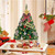 DEVONWIDE Prelit Mini Christmas Tree Tabletop with LED Lights, 2ft Artificial Xmas Tree with Treetop Star and Hanging Ornaments Small Christmas Trees Decoration for Home Cafe Office Desk, Green