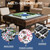 Mahjong Mat with Rules - Non-Slip Noise Reducing Mahjong Table Mat for Poker Card Board & Tile Games (31.5inx31.5in, Blue)