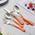 Onlycooker 20-Piece Orange Silverware Set 18/0 Stainless Steel Flatware Orange Handle Cutlery Set Service for 4 Dinner Knives Forks Spoons Set Mirror Finish Dishwasher Safe