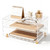 Swiscena 2+1 Tier Paper Letter Tray,Acrylic Desk Organizer with Scalloped Edge& Gold Metal Feet,Top Display Design,Space Saving Clear Organizer for Women, A4 File, Letter, Books,Notes,Home & Office