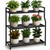 Hongsane Metal Heavy Duty Plant Stand Indoor Outdoor,30" L×13" W×35" H 3-Tier Tall Plant Stands,Outside Plant Shelves for Large Pots,Black Plant Holder for Living Room,Bedroom,Balcony,Patio