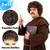 Short Brown Curly Wig with Mustache for Mens Wrestler Halloween Costume