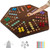 Extra Large Wahoo Board Game Wooden Original Board Game 2 Side Painted Fast Track Game for 4 Player and 6 Player with 30 Marbles,6 Dices for Family Game Night (Brush Paint Burn Color)