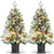 2 Pcs 3ft Prelit Artificial Christmas Tree with Lights, Snow Flocked Xmas Tree with LED Pre-lit, Small 3 ft Potted Christmas Tree with 78 Warm White Lights & Vintage Pot Base, Xmas Decoration Set of 2