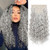 REECHO Curly Hair Extensions, 4PCS 20 inch Clip in Hair Extensions Lace Weft Short Curly Extensions Clip Ins Invisible Natural Hairpieces for Women, Silver Grey
