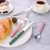 Namzi 4 PCS Tea Spoon Green,French Riveted Handle,Sturdy for Teas Desserts