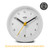 Braun Classic Analogue Alarm Clock with Snooze and Light, Quiet Quartz Movement, Crescendo Beep Alarm in White, model BC12W.