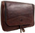 Rowallan Mens Structured Brown Leather Hanging Large Wash Travel Toiletry Bag Wet Pack