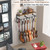 Keebofly Multiple Guitar Wall Mount Hangers with 6-Detachable Hooks & Rustic Shelf - Universal Fit for Acoustic, Electric, Bass Guitars & Ukulele (Brown)