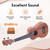 ADM Ukulele Beginner Kit Mahogany Hawaiian Wood Ukelele Bundle Ukalalee Set with Uke Free Starter Lessons for kids Students and Adults, Yellow Brown (Khaki, 21 inch)