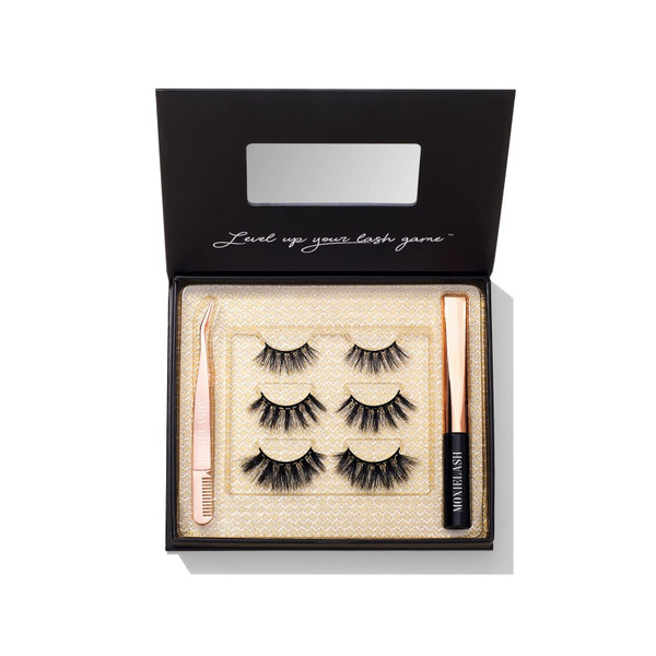 MoxieLash - Dramatic Kit - Liquid Magnetic Eyeliner, Three Sets of Premium Magnetic Lashes - Sassy, Money and Bossy Lash Sets - Up to 90 Wears - No Glue & Mess Free
