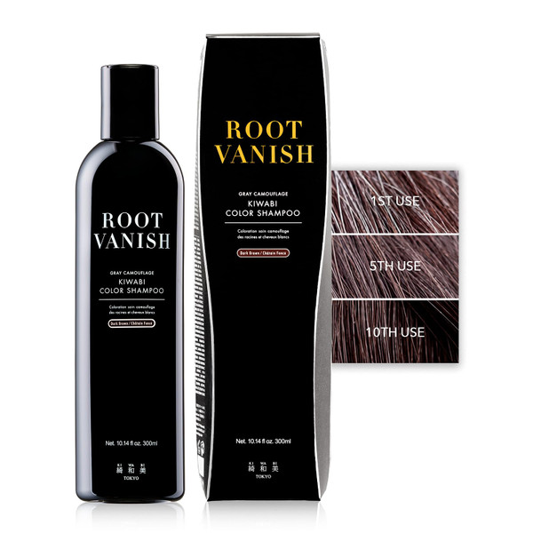 Kiwabi Dark Brown Hair Color Shampoo for Gray Coverage, Gradual Damage-Free