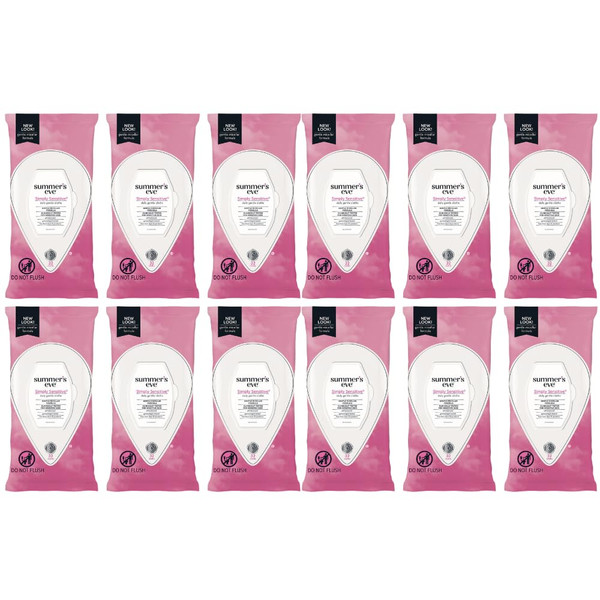 Summer's Eve Cleansing Cloths for Sensitive Skin, Simply Sensitive 32 ea (Pack of 12)