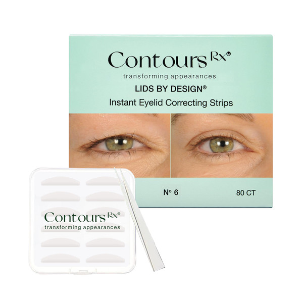 Contours Rx Lids by Design – N°6 Transparent Instant Eyelid Lift Strips for Casual Mild to Moderate Hooded Lids – Medical-Grade, Anti-Aging Eyelid Tape – 80 Count