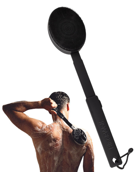 Black Wolf Silicone Body Scrubber & Exfoliator - Vibrating Body Scrub Brush