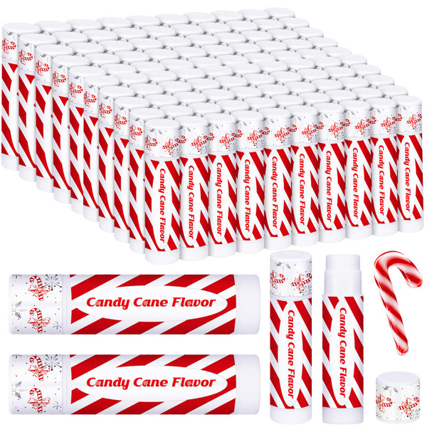Siifert 100 Pack Christmas Lip Balm, Candy Cane Peppermint Flavor, Candy