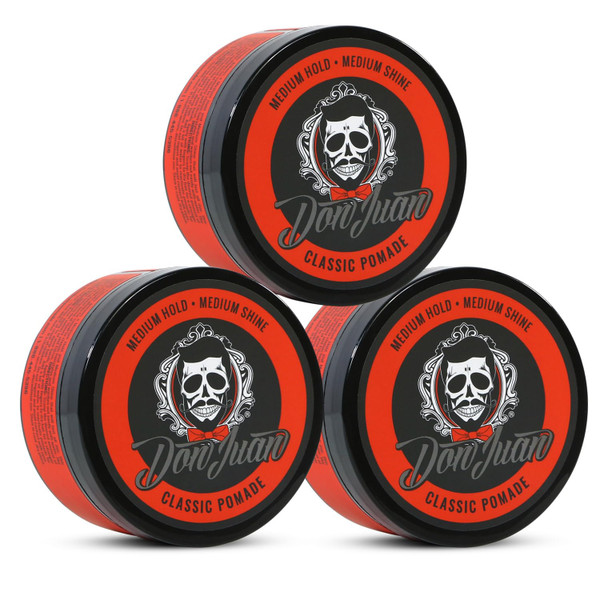 Don Juan Pomade 4oz 3 Pack - Medium High Hold - Medium Shine - Water Based - Honey Citrus Scent