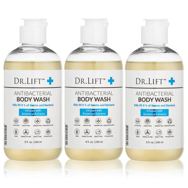 DR. LIFT Antibacterial Body Wash, Gentle Shower Gel, 8 Oz, 3-Pack