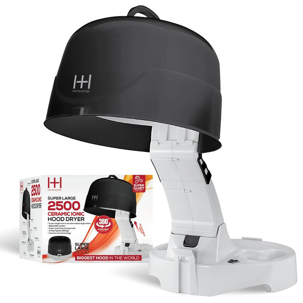 Annie Hot & Hotter Super Large Ceramic Ionic Hood Dryer – Professional Salon Hair Dryer with Adjustable Height, 3 Heat & Speed Settings, Portable Hooded Dryer for Rollers, Deep Conditioning & Styling