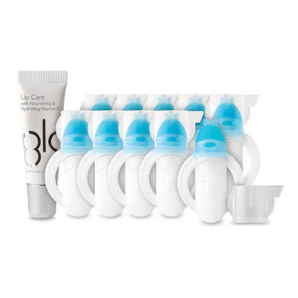 GLO Science Teeth Whitening Gel – 6% Hydrogen Peroxide – Clinically Proven, Fast & Safe for Sensitive Teeth – Includes 10 Gel Vials & 1 Lip Care