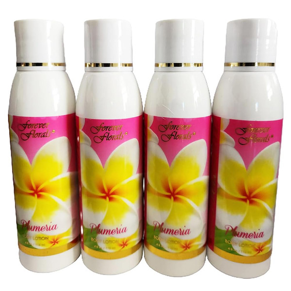 Forever Florals Hawaii Body Lotion 4 Bottles 4 oz. Each Plumeria