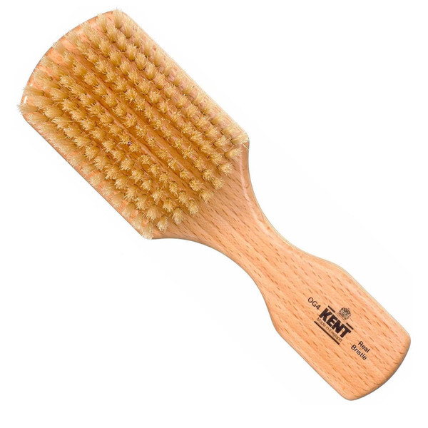 Kent OG4 Rectangular Beachwood Gentlemen's Hair Brush and Facial for Beard Care - Exfoliating Natural Boar Bristle Brush for Mens Grooming, Hair Care, and Beard Straightener for Men's