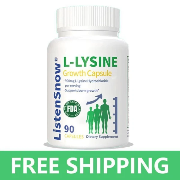 Growth Capsules L-LYSINE Height Increase Maximizer with Calcium for Bone Strength -Natural Get Taller Supplement