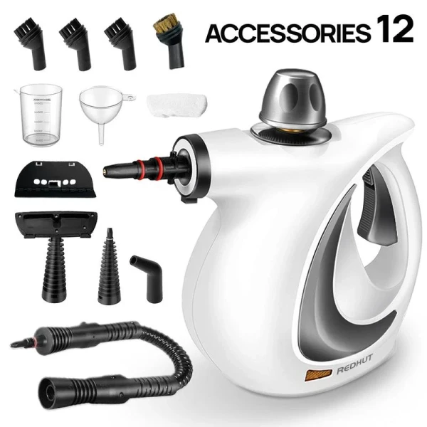 Redhut Pressurized Handheld Steam Cleaner with 12 Accs, Multi-Purpose for Home, Floors, Tile, Windows, Grout & Car, Grey 3.0 Carpet