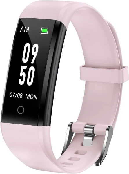 No Bluetooth Pedometer Watch Fitness Tracker No Phone Needed, Step Counter Calories/Sleep Tracker for Walking Running for Men Women Waterproof (Pink)