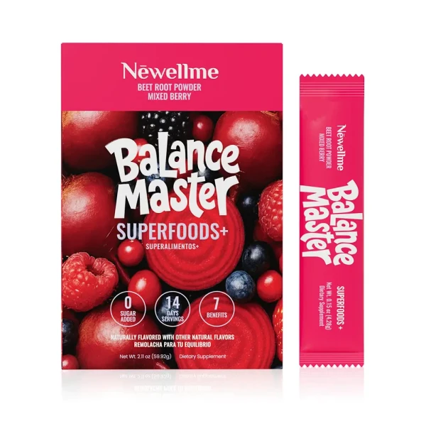 Newellme Super Red Food Powder Supports Blood Pressure Benefits Leg Veins Heart & Blood Vessel Health Extracts of Beetroot 14 Bottles per Box for Optimum