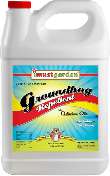 Groundhog/Woodchuck Repellent 1 Gallon Ready-To-Use Refill: All Natural Spray for Gardens, Plants, and Lawns – Pleasant Scent