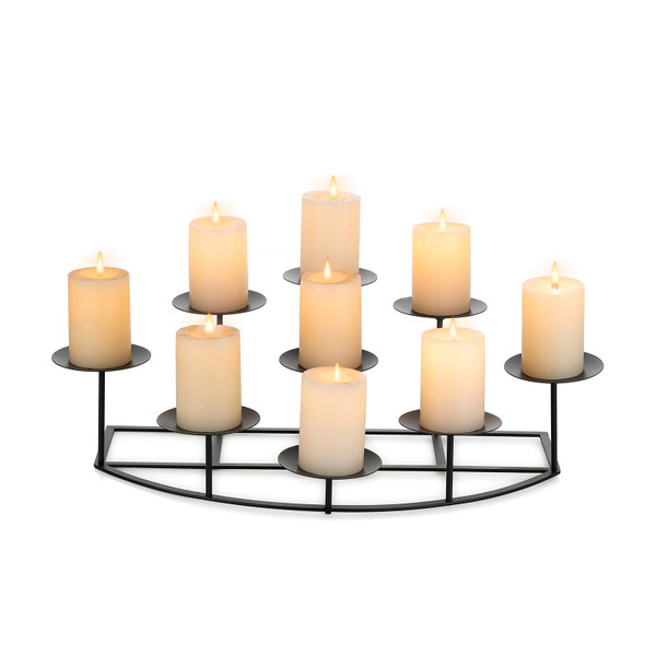 Candeldo Large Candle Holder for Inside Fireplace, Black Metal Candelabra