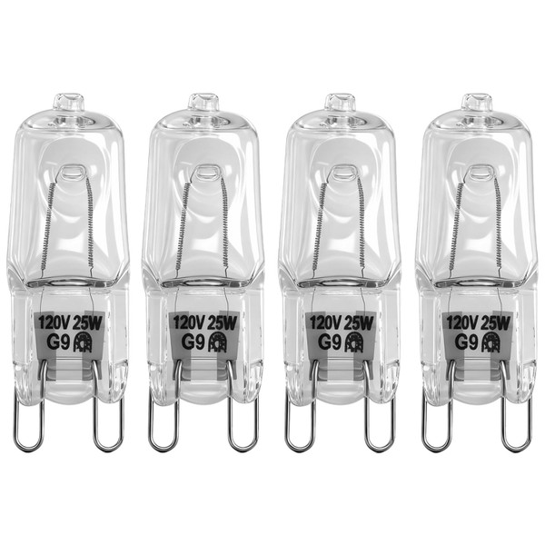 4PCS G9 120V 25W Oven Light Bulbs Halogen Wall Oven Light Bulbs Compatible with Whirlpool Kitchenaid Maytag and Jenn-Air Microwave Replace#: WPW10169757 W10169757 W10208564
