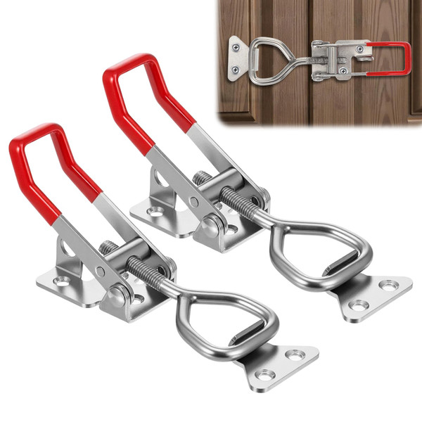 2 Pack 4003 Toggle Latch Clamp, 304 Stainless Steel Adjustable Toggle Latches With Lock Hole, High Loading Capacity Heavy Duty Toggle Clamp for Smoker Lid Jig, ToolBox Case