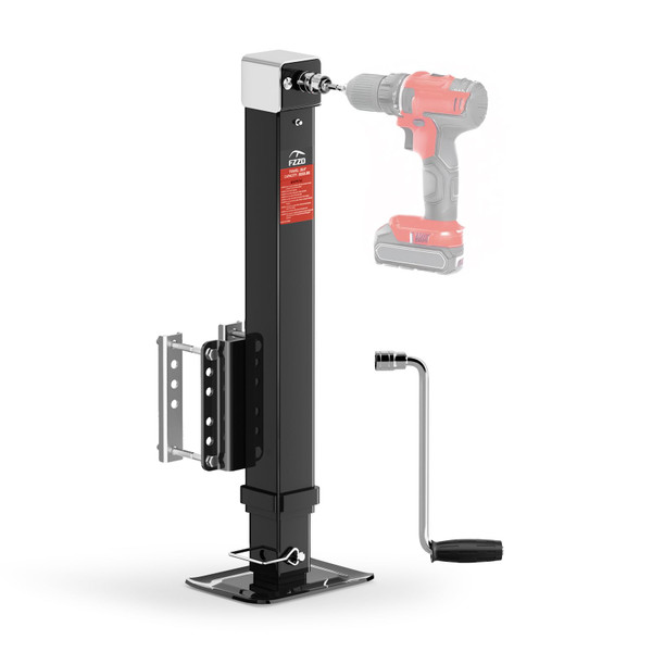 FZZD 8000 lbs Heavy Duty Trailer Jack, 20-24V Cordless Drill Compatible，28.6" Lift, for Utility, Yacht, Boat Trailer Jack,Black
