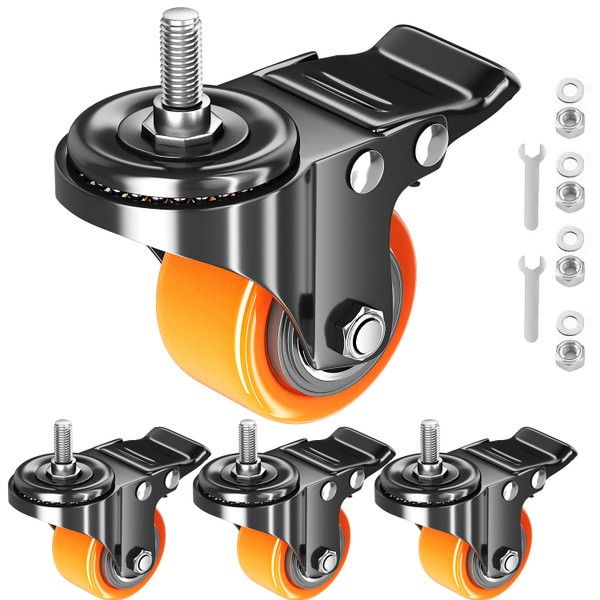 Stem Casters Set of 4 Heavy Duty, 2 inch Swivel Screw in Caster Wheels