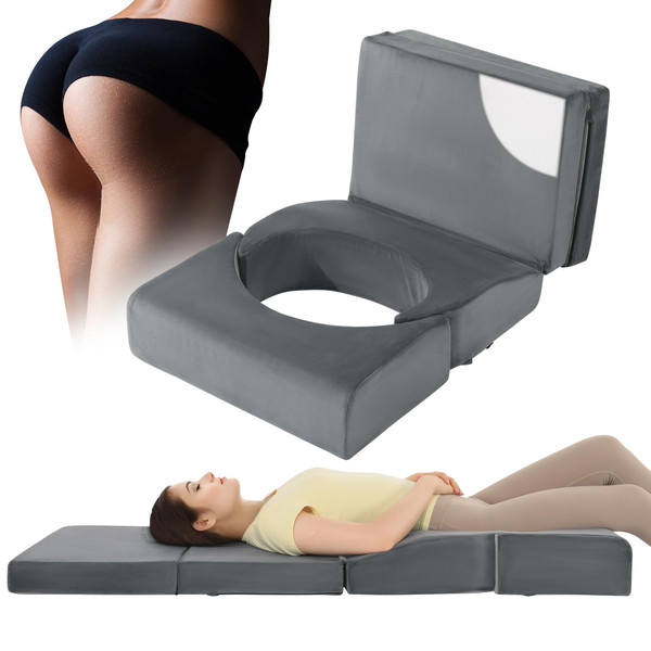 HOMBYS Adjustable Size BBL Pillow After Surgery for Sleeping,High Density Foam Foldable BBL Brazilian Butt Lift Pillow Post Surgery Recovery for Sleeping, BBL Recovery Must Haves,Grey
