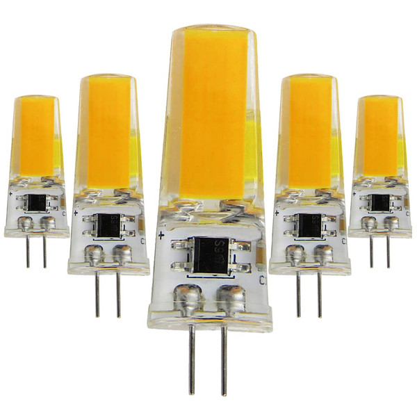 (5-Pack) G4 LED Bulbs, Dimmable, 3W = 30W Halogen, 110V-120V (Not 12V), Bi-Pin COB, 3500K Warm White for Home Cabinet, Chandelier & Landscape Lighting