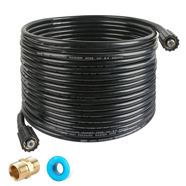 Pressure Washer Hose 50 FT X 1/4 Inch, Replacement Power Washer Hose for Most Brands, M22 14mm or M22 15mm Brass Thread, 3600 PSI