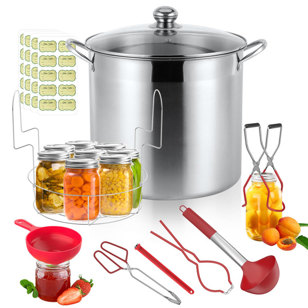 21.5QT Stainless Steel Canning Pot with Rack and Lid