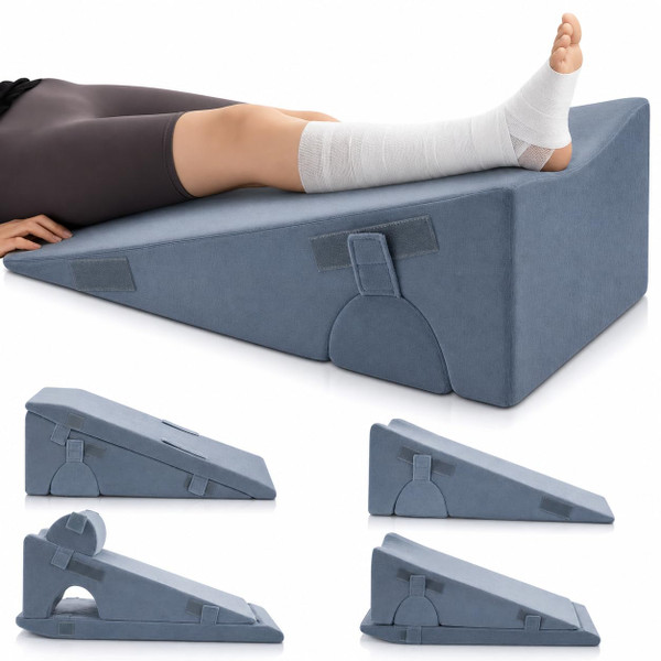 Ganondorf Adjustable Leg Elevation Pillow, Orthopedic Bed Wedge Set for Sleeping, Reading & Sitting Up, High Density Foam Post Surgery Leg Support for Knee, Back & Acid Reflux Relief, Single Leg Gray